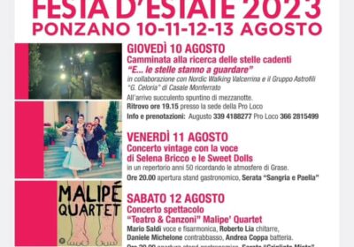 Valcerrina, torna la Festa d’Estate a Ponzano Monferrato