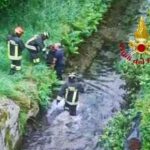 Bianzè, i vigili del fuoco recuperano un cane in un canaletto