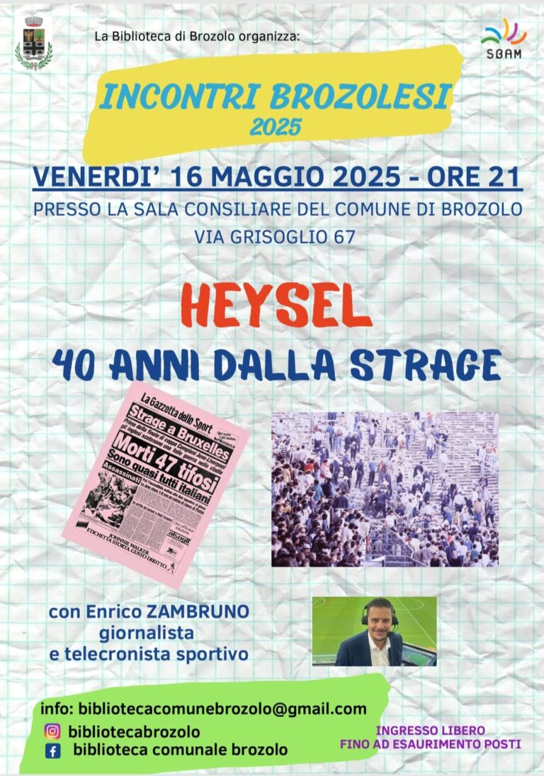 Brozolo, Heysel chiude gli ‘Incontri Brozolesi’