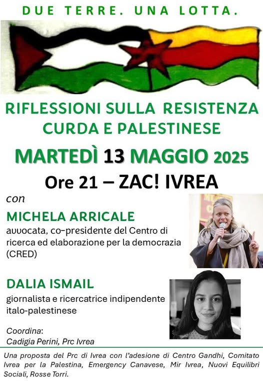 Ivrea, riflessioni sulla resistenza curda e palestinese all’area Zac