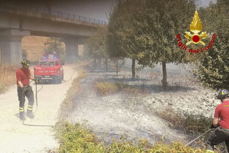 Buronzo, incendio di sterpaglie a Crocicchio