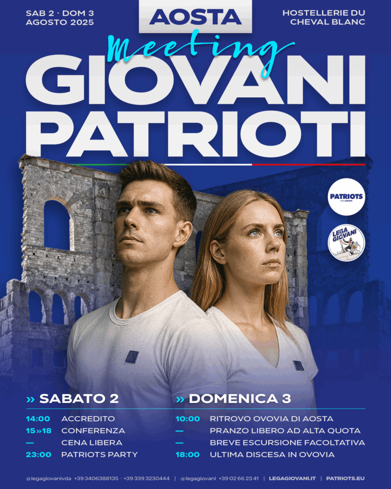 Aosta, il 2 e 3 agosto Meeting dei Giovani Patrioti