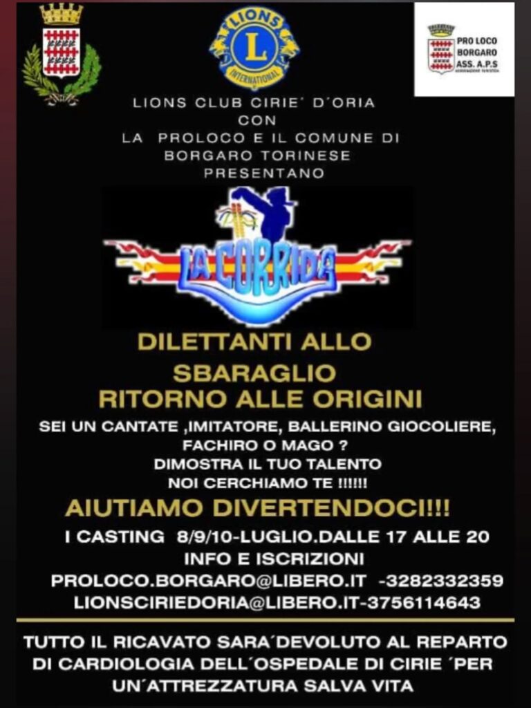 Ciriè, ‘La corrida – Dilettanti allo sbaraglio’ per salvare le vite