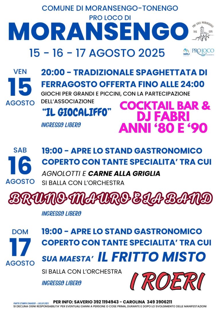Moransengo si prepara alla spaghettata di ferragosto