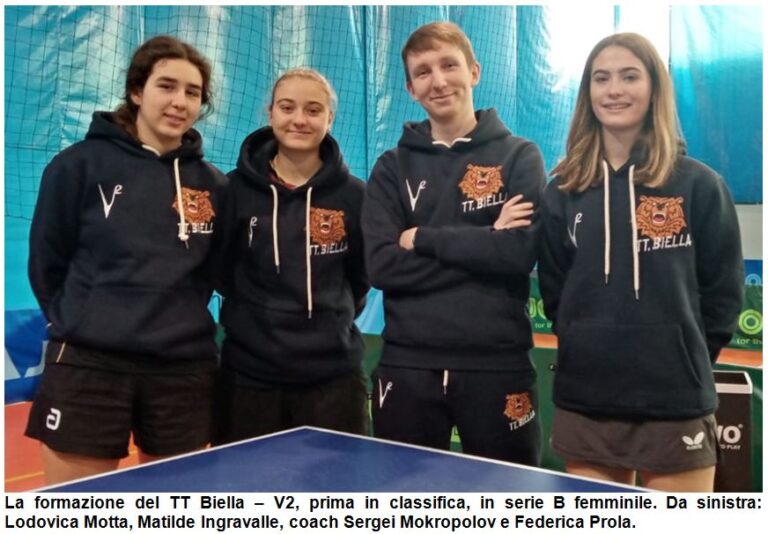 Tennistavolo Biella, V2 prima in B femminile