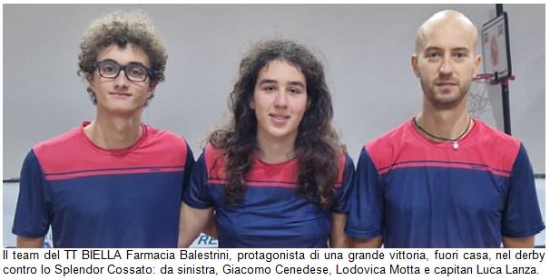 Tennistavolo Biella, exploit della Farmacia Balestrini a Cossato