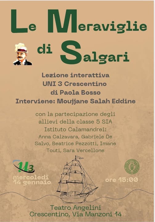 Crescentino, ‘Le Meraviglie di Salgari’ con l’Uni3