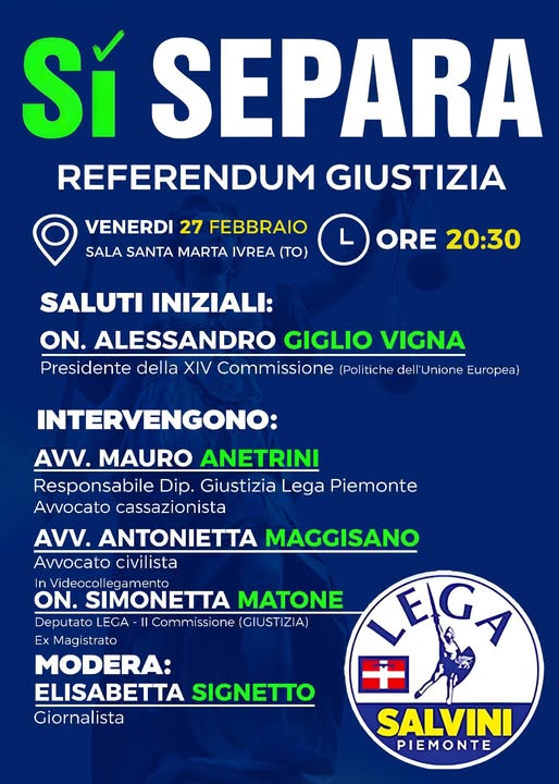 Ivrea, una serata per il SI al referendum giustizia