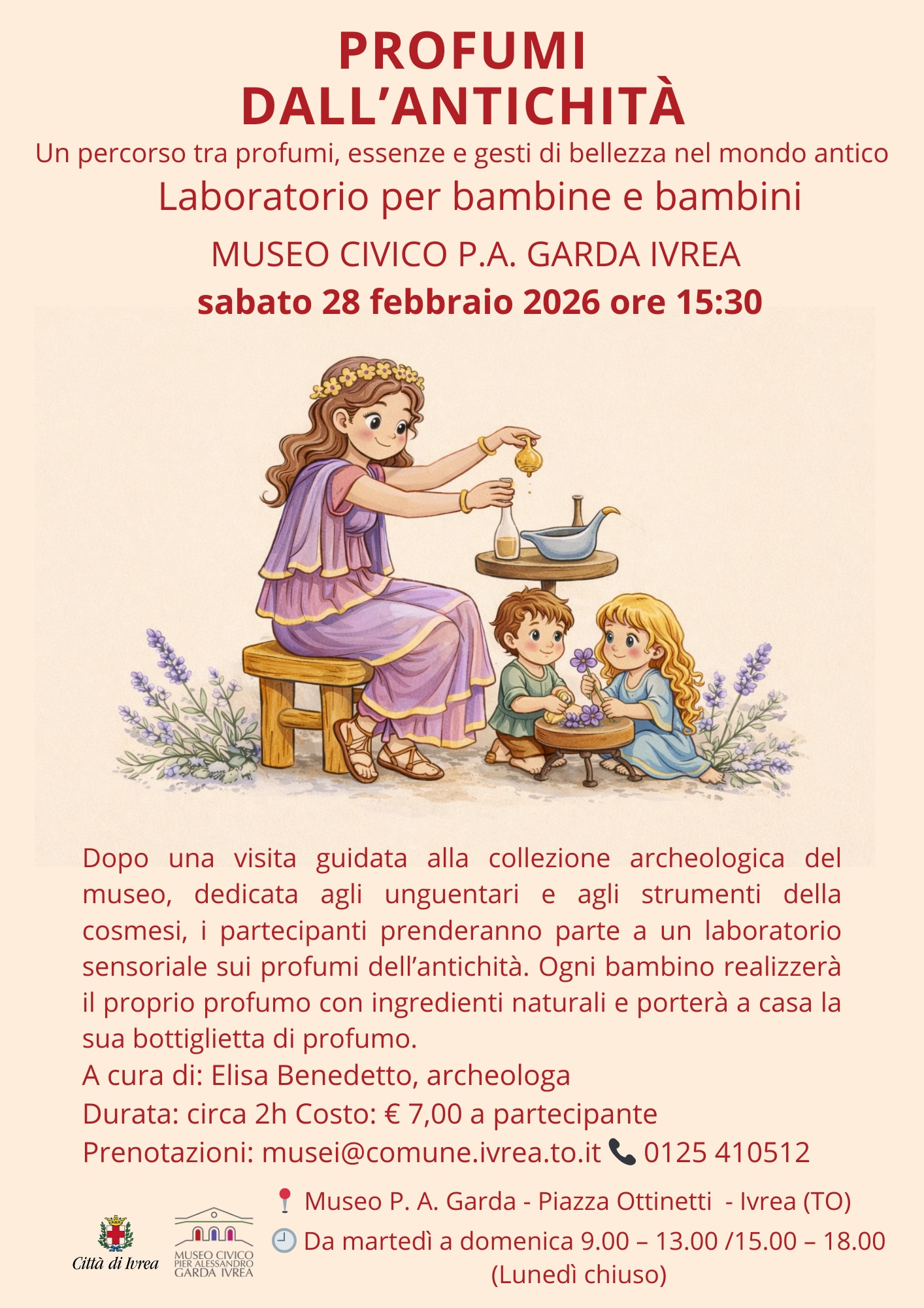 Ivrea, Profumi dall’antichità: un laboratorio per bambine e bambini
