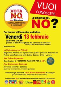 Chivasso, nella sala consigliare le ragioni del No al referendum giustizia