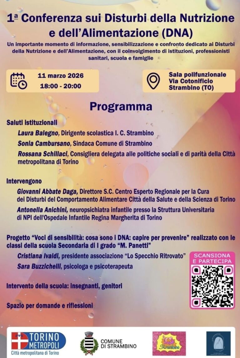 Strambino, Prima Conferenza sui Disturbi della Nutrizione e dell’Alimentazione (DNA)